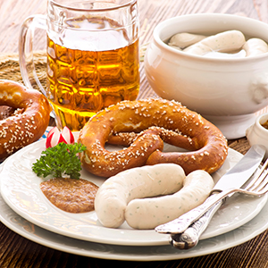 bavarian breakfast with white sausage