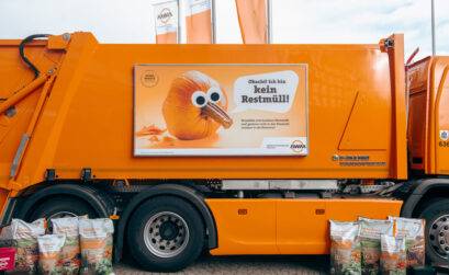 Zero Waste Werbeplakat auf Müllauto
