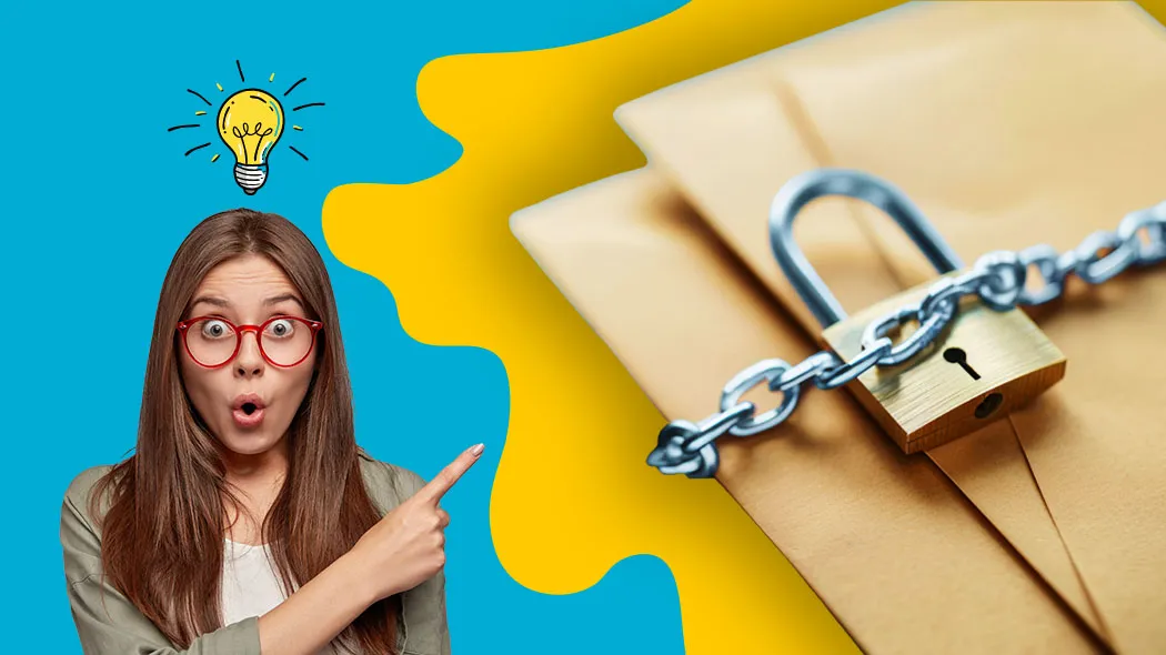 Locked padlock on brown envelope, symbolizing confidentiality an