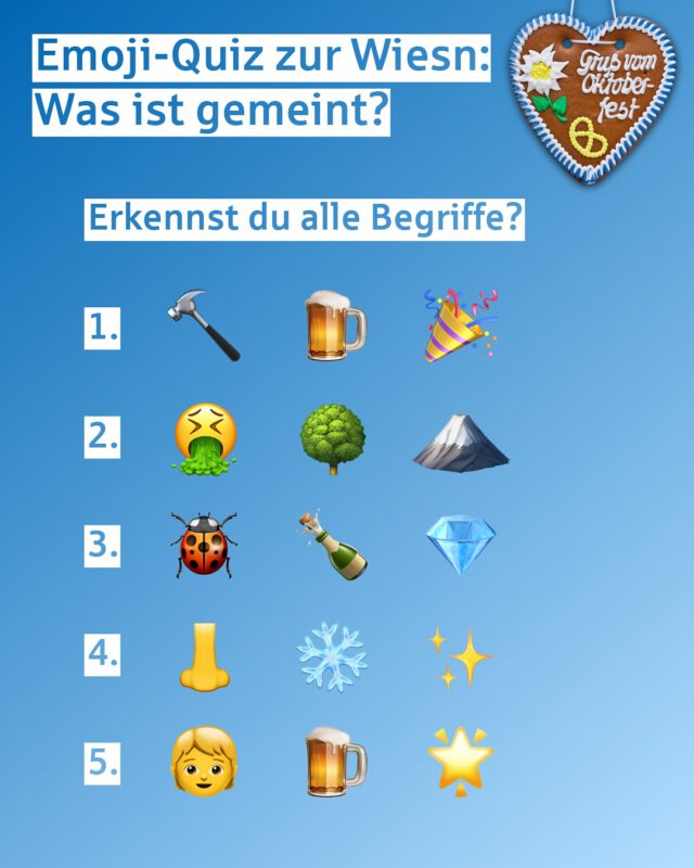 🎡✨ Emoji-Quiz: Wiesn-Edition! Wie viele typische Wiesn-Begriffe erkennst du? 👀💡 Swipe für die Auflösung 🤓 #wiesn2025 #emojiquiz #oktoberfest #stadtsparkassemünchen