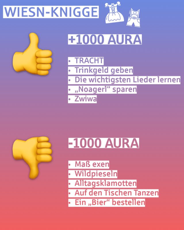 Was sind eigentlich die GOs und NO GOs auf der Wiesn? 🎡✅🚩 Hier ein kleiner Überblick, damit eurer Aura-Konto nicht leidet! 😎 Aber jetzt mal ehrlich - Was geht für euch einfach GAR NICHT? 🙈 #wiesn2025 #knigge #goundnogo #stadtsparkassemünchen